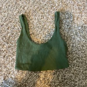Ribbed Green Crop Top